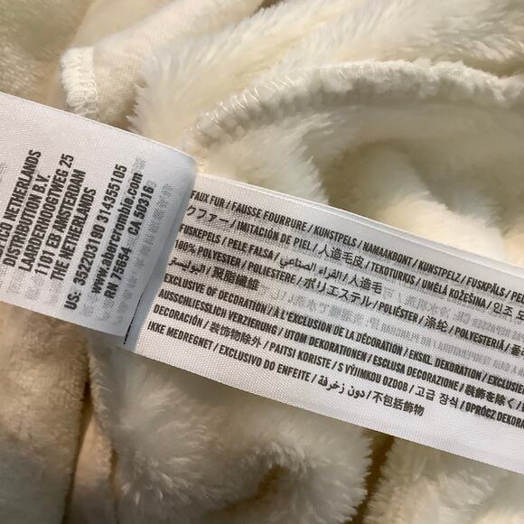 Hollister Cream Microfleece Fleece Hoodie Sweatshirt Pockets XS - Picture 8 of 9